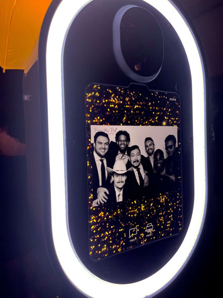 Modern photo booth rental setup at a wedding