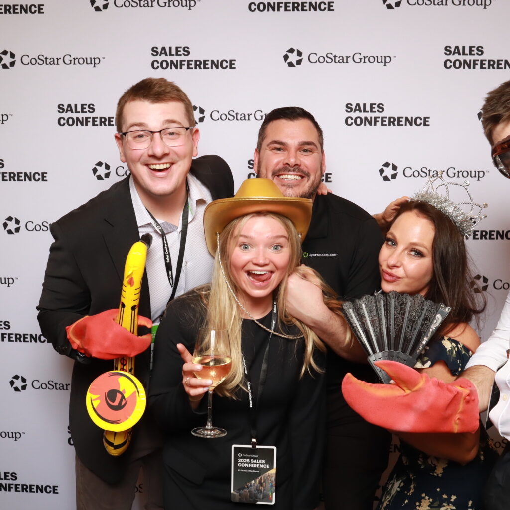 Corporate event activation with branded 360 video booth setup