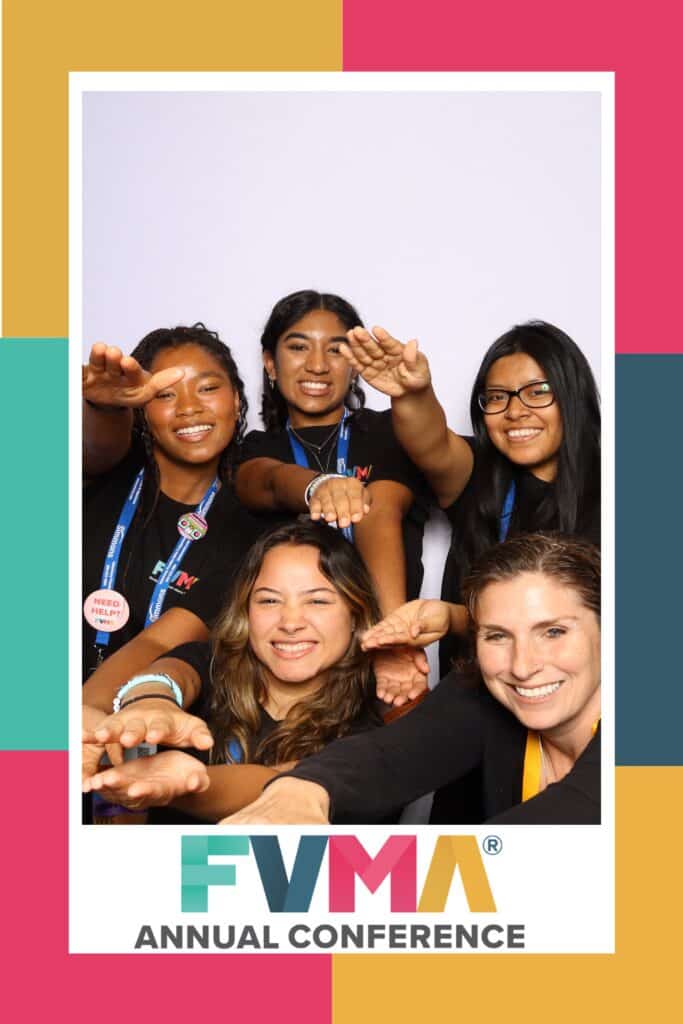 Veterinary students at FVMA Conference posing for the Mosaic Photo Booth in Orlando